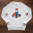 Fox Nerd Reading Books Bookworm Library Book Raglan Sleeve Sweatshirt Heather Mustard
