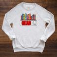 Frea-Dom Anti Ban Books I Read Banned Books Freedom Book Raglan Sleeve Sweatshirt Heather Mustard