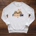 Freadom Anti Banned Books Lovers Reading Librarian Bookworm Raglan Sleeve Sweatshirt Heather Mustard