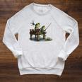 Frog Toad Fishing Vintage Classic Book Frog Raglan Sleeve Sweatshirt Heather Mustard