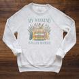 My Weekend Is Fully Booked Books Lover Raglan Sleeve Sweatshirt Heather Mustard