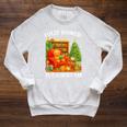 Fully Booked For Christmas Holiday Book Lover Santa Raglan Sleeve Sweatshirt Heather Mustard