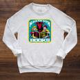 Have Fun With Books Sarcastic Occult Retro Comic Dark Humor Raglan Sleeve Sweatshirt Heather Mustard
