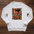 Geometric History Educated Women Reading Book Melanin Raglan Sleeve Sweatshirt Heather Mustard