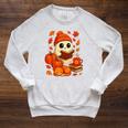 Ghost Reading Book Lovers Autumn Fall Halloween Raglan Sleeve Sweatshirt Heather Mustard
