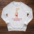 Giraffe Book Lovers I'd Rather Be Reading T Shirt Raglan Sleeve Sweatshirt Heather Mustard