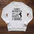 Goat Quote Easily Distracted By Goats And Books Lover Raglan Sleeve Sweatshirt Heather Mustard