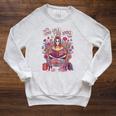 Good Girl Read Bad Books Skeleton Reading Bookworm Raglan Sleeve Sweatshirt Heather Mustard