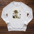 Good Girls Read Bad Books Vintage Skeleton Reader Raglan Sleeve Sweatshirt Heather Mustard
