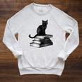 Goth Mystical Gothic Books & Cat Raglan Sleeve Sweatshirt Heather Mustard