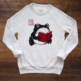 Grumpy Frog Book Lover Librarian Anime Japanese Raglan Sleeve Sweatshirt Heather Mustard