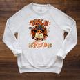 Halloween Book Lovers Librarian Teacher Library Kids Costume Raglan Sleeve Sweatshirt Heather Mustard