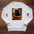 Halloween Cat Reading Books Spooky Cat Reader Teachers For Men Women Kids Raglan Sleeve Sweatshirt Heather Mustard Halloween Cat Reading Books Spooky Cat Reader Teachers For Men Women Kids Raglan Sleeve Sweatshirt Heather Mustard