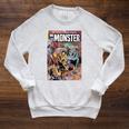 Halloween Horror Vintage Monster Comic Book Retro Raglan Sleeve Sweatshirt Heather Mustard