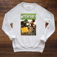 Halloween Horror Vintage Witch Zombie Comic Book Retro Scary Raglan Sleeve Sweatshirt Heather Mustard