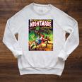 Halloween Monster Scary Vintage Horror Comic Book Raglan Sleeve Sweatshirt Heather Mustard