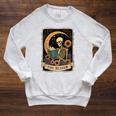 Halloween Tarot Card The Reader Skeleton Reading Books Raglan Sleeve Sweatshirt Heather Mustard