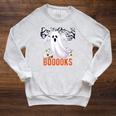 Halloween Teacher Librarian Books Reading Ghost Pun BOOOOKS Men Women Kids Raglan Sleeve Sweatshirt Heather Mustard