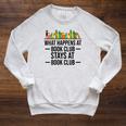 What Happens At Book Club Stay At Book Club Women Raglan Sleeve Sweatshirt Heather Mustard