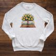 Helping Little Minds Grow Book Tree Education Raglan Sleeve Sweatshirt Heather Mustard