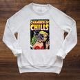 Horror Comic Book Cover Chamber Of Chills 19 Raglan Sleeve Sweatshirt Heather Mustard
