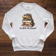I'm With The Banned Books Reading Addict Book Lover Raglan Sleeve Sweatshirt Heather Mustard