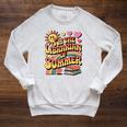 I'm The Librarian Of Summer Groovy Rainbow Retro Book Lover Raglan Sleeve Sweatshirt Heather Mustard