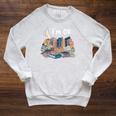 I'm OK Books Pile Books Stack Bibliophile Bookisk Raglan Sleeve Sweatshirt Heather Mustard