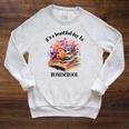 Its A Beautiful Day To Homeschool Books Flowers Raglan Sleeve Sweatshirt Heather Mustard