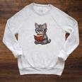 It's A Good Day To Read A Book Cat Pixel Art Raglan Sleeve Sweatshirt Heather Mustard