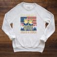 It's A Good Day To Read A Book Frog Vintage USA FLag Raglan Sleeve Sweatshirt Heather Mustard