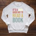 It's A Good Day To Read A Book Vintage Raglan Sleeve Sweatshirt Heather Mustard