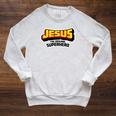 Jesus The Original Superhero Comic Book Christian Faith Raglan Sleeve Sweatshirt Heather Mustard Jesus The Original Superhero Comic Book Christian Faith Raglan Sleeve Sweatshirt Heather Mustard
