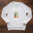 Just A Girl Who Loves Books Bookworm Book Lovers Premium Tri-Blend Raglan Sleeve Sweatshirt Heather Mustard