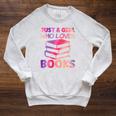 Just A Girl Who Loves Books Raglan Sleeve Sweatshirt Heather Mustard
