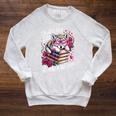 Just A Girl Who Loves Books And Wolves Cute Reading Nerd Raglan Sleeve Sweatshirt Heather Mustard