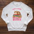 Just A Girl Who Loves Cats & Books Shirt Women Bookworm Raglan Sleeve Sweatshirt Heather Mustard