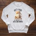 Just A Girl Who Loves Cats And Books Kitties Pet Art Lover Raglan Sleeve Sweatshirt Heather Mustard
