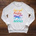 Just a Girl Who Loves Horses And Books Book Lover Raglan Sleeve Sweatshirt Heather Mustard