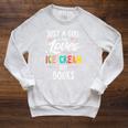 Just A Girl Who Loves Ice Cream And Books Women Raglan Sleeve Sweatshirt Heather Mustard
