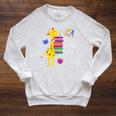 Just One More Chapter Cute Giraffe Book Reading Nerd Raglan Sleeve Sweatshirt Heather Mustard