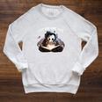 Just One More Page Panda Astronaut Space Suite Book Reading Raglan Sleeve Sweatshirt Heather Mustard