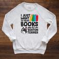 I Just Want To Read Books And Pet My Boston Terrier Raglan Sleeve Sweatshirt Heather Mustard