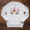 Kawaii Axolotl Pun Book Reader Raglan Sleeve Sweatshirt Heather Mustard