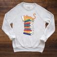 Kawaii Cat Lover Reading Books Librarian Humor Tee Raglan Sleeve Sweatshirt Heather Mustard