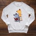 Kawaii Kittens Cats Tea And Books Cartoon Cat For Men Women Girls Kids Raglan Sleeve Sweatshirt Heather Mustard