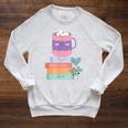 Kawaii Pastel Goth Cute Hot Chocolate Book Lover Anime Art Raglan Sleeve Sweatshirt Heather Mustard