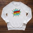 Kids Boys Ezra Comic Book Superhero Name Raglan Sleeve Sweatshirt Heather Mustard