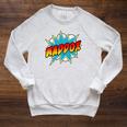 Kids Boys Maddox Name Comic Book Superhero Raglan Sleeve Sweatshirt Heather Mustard