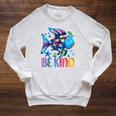 Kids Be Kind Rainbow Scale Fish Teacher Reading Book Toddler Raglan Sleeve Sweatshirt Heather Mustard